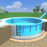 Бассейн (купель) 1,5м, х 0,8 выс. 1,2м с лестницей для бани из пластика (полипропилена) 2