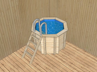 Деревянный бассейн  155 х 155 см "Компакт" круглый, скиммер и лестницы в комплекте,  высота 115см или 130см