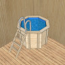 Деревянный бассейн  204 х 204 см "Компакт" круглый, скиммер и лестницы в комплекте,  высота 115см или 130см