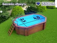 Деревянный бассейн 400 х 250 см "Иркут" овальный, скиммер и лестницы в комплекте,  высота 115см, 130см или 145см