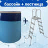 Бассейн (купель) д.1,5м, выс. 1,25м пластиковый морозоустойчивый, усиленная чаша 650г/м² 1