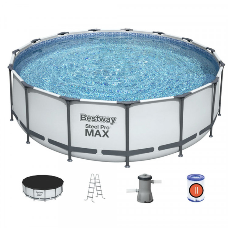 Бассейн каркасный круглый 457х122см фильтр, лестница, покрывало Bestway SteelPro Max 56438 2